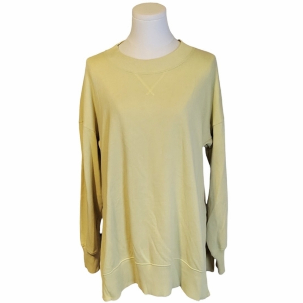 Aerie By AEO Chartreuse Yellow Side Slit Long Sleeve Tunic Sweater Size Small